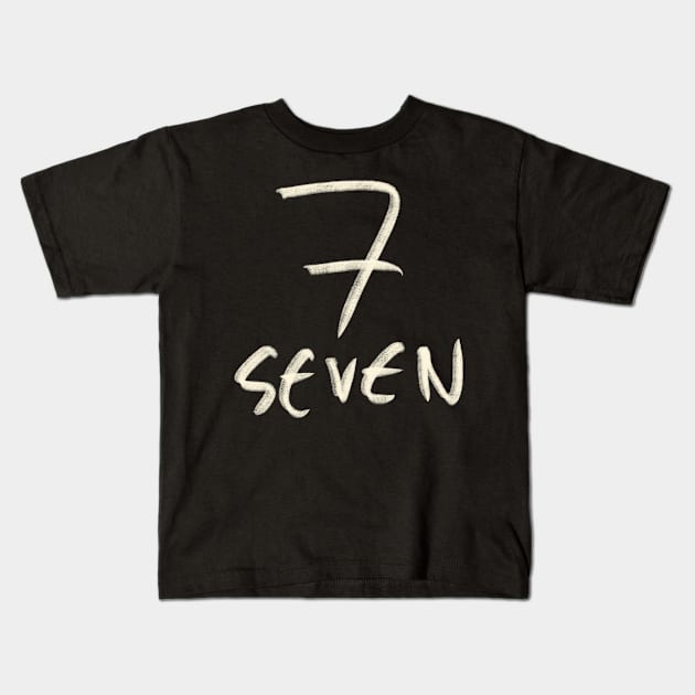 Hand Drawn Letter Number 7 Seven Kids T-Shirt by Saestu Mbathi